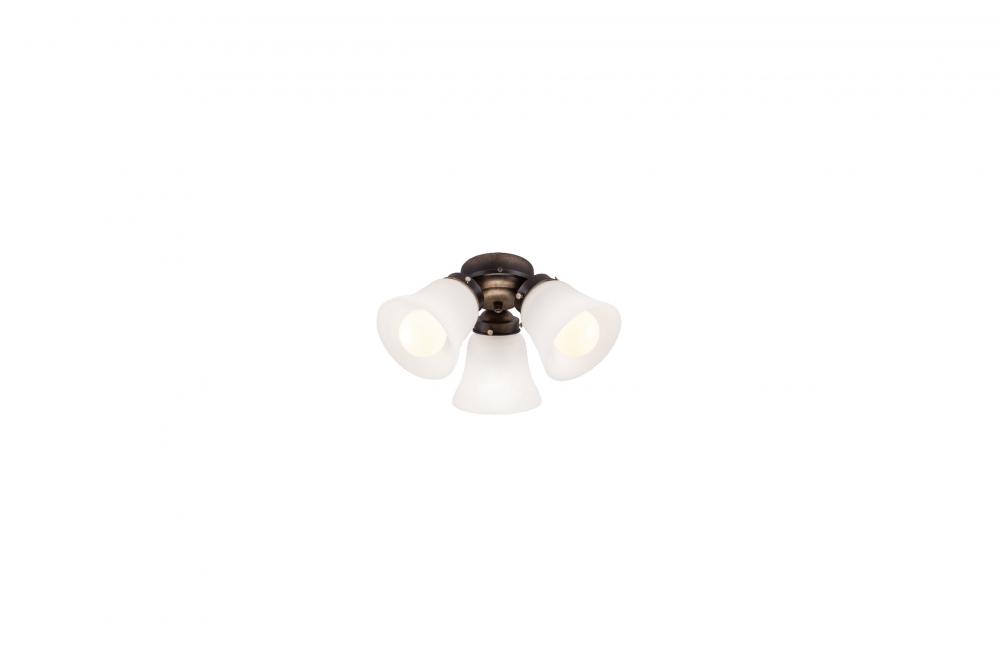3-Light French Beige  White Glass LED