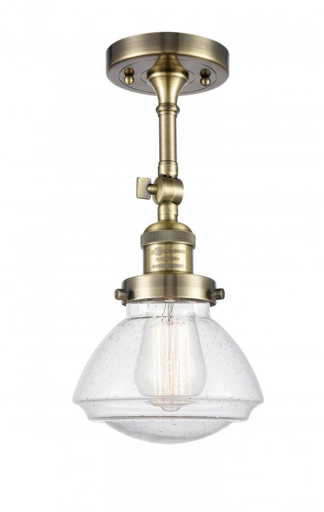 Olean - 1 Light - 7 inch - Antique Brass - Adjustable Semi-Flush Mount