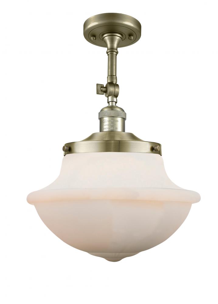 Oxford - 1 Light - 12 inch - Antique Brass - Adjustable Semi-Flush Mount