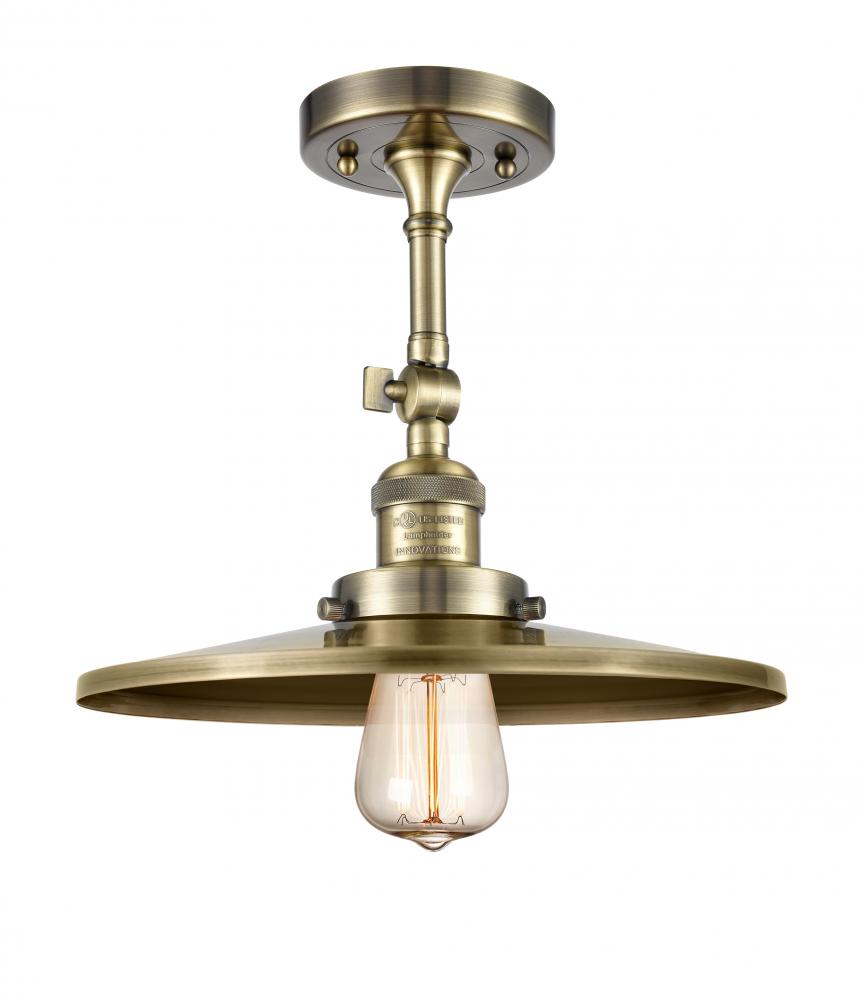 Railroad - 1 Light - 12 inch - Antique Brass - Adjustable Semi-Flush Mount