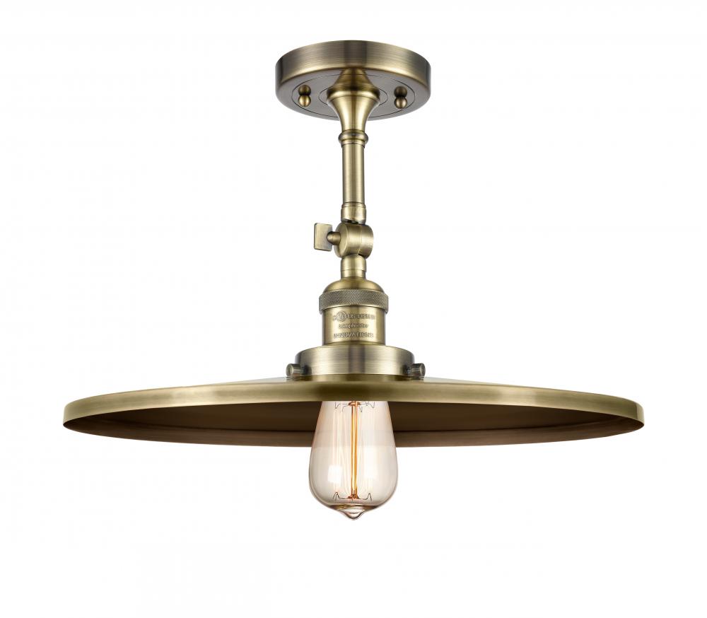 Railroad - 1 Light - 16 inch - Antique Brass - Adjustable Semi-Flush Mount