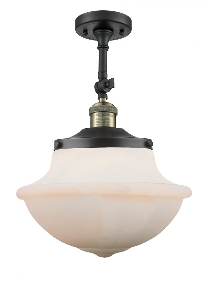 Oxford - 1 Light - 12 inch - Black Antique Brass - Adjustable Semi-Flush Mount