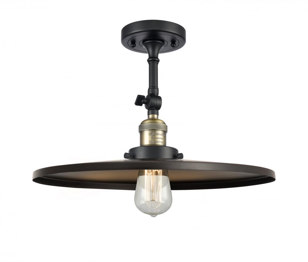 Railroad - 1 Light - 16 inch - Black Antique Brass - Adjustable Semi-Flush Mount
