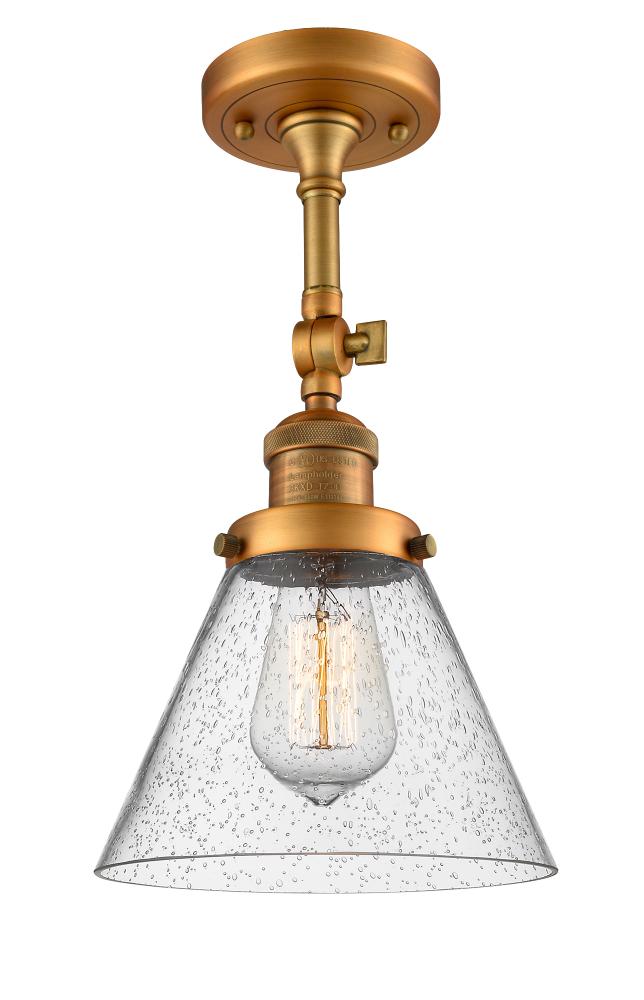 Cone - 1 Light - 8 inch - Brushed Brass - Adjustable Semi-Flush Mount