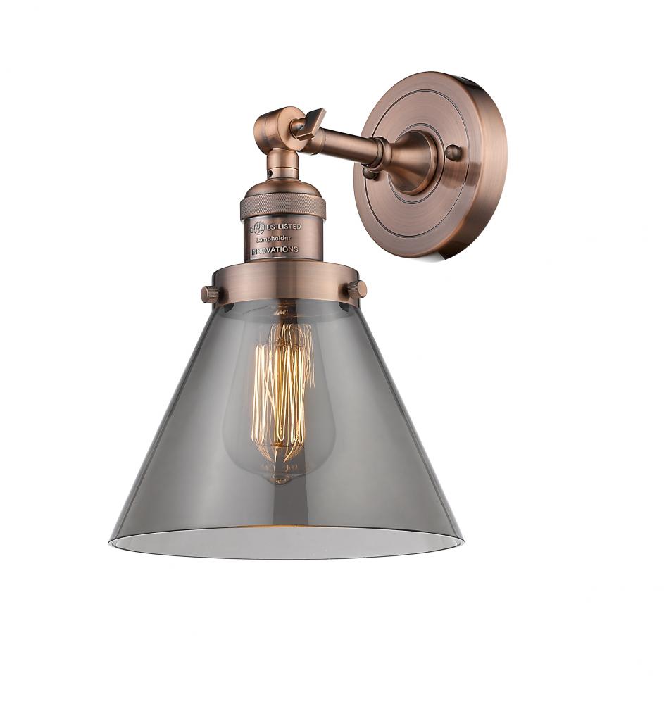 Cone - 1 Light - 8 inch - Antique Copper - Adjustable Sconce