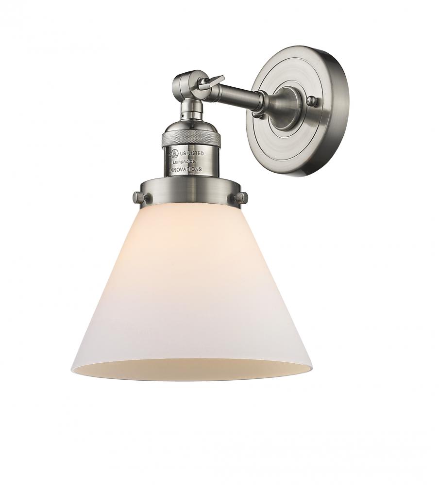 Cone - 1 Light - 8 inch - Brushed Satin Nickel - Adjustable Sconce