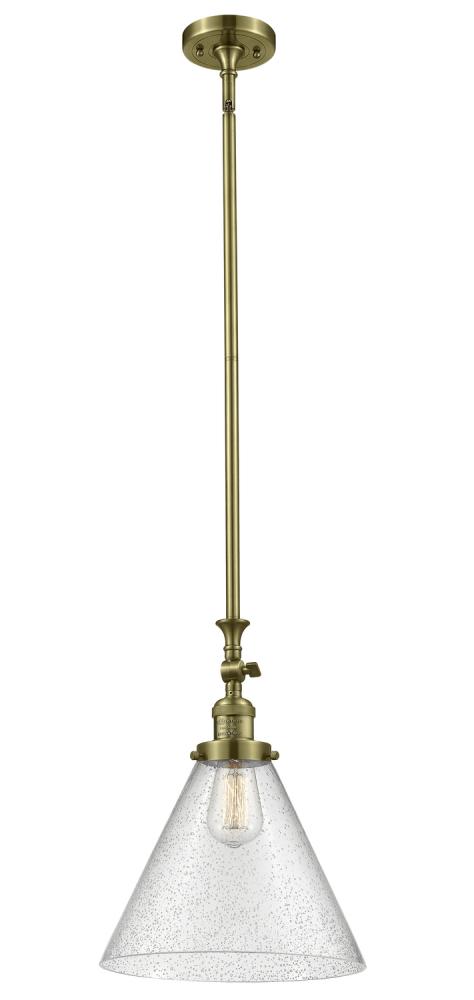 Cone - 1 Light - 12 inch - Antique Brass - Stem Hung - Adjustable Mini Pendant