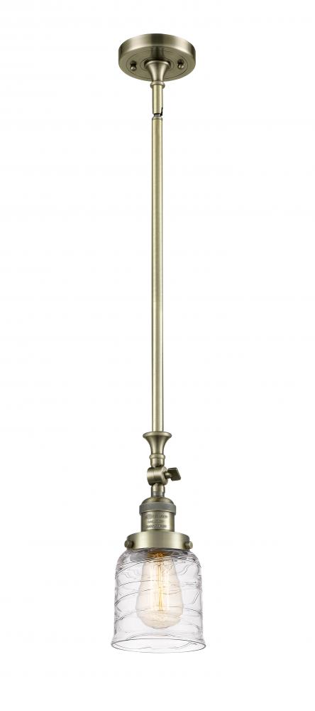 Bell - 1 Light - 5 inch - Antique Brass - Stem Hung - Adjustable Mini Pendant