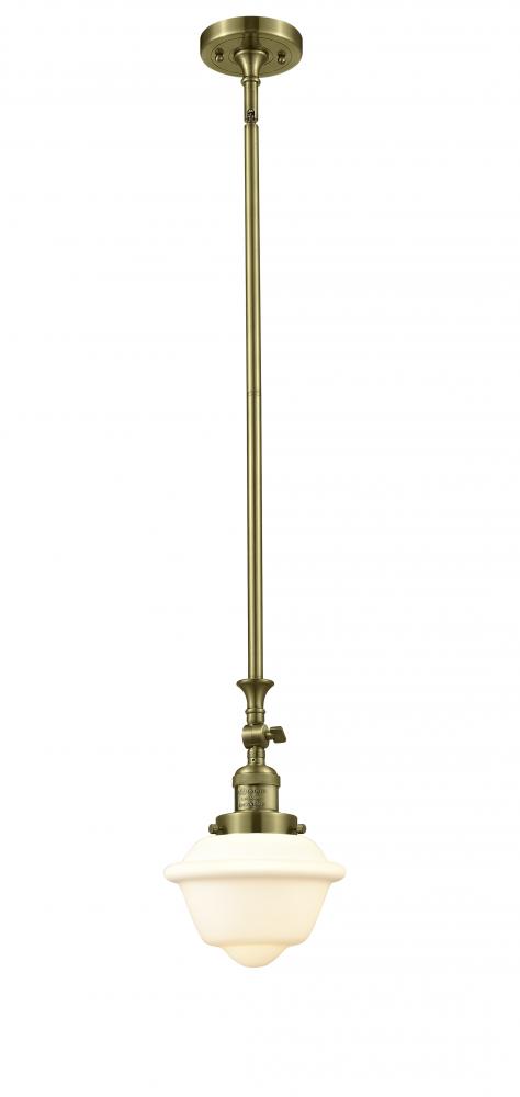 Oxford - 1 Light - 7 inch - Antique Brass - Stem Hung - Adjustable Mini Pendant