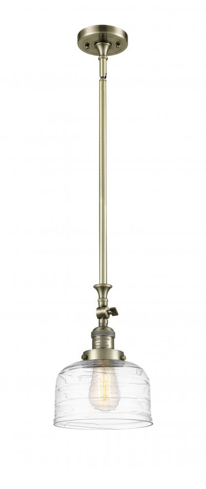 Bell - 1 Light - 8 inch - Antique Brass - Stem Hung - Adjustable Mini Pendant