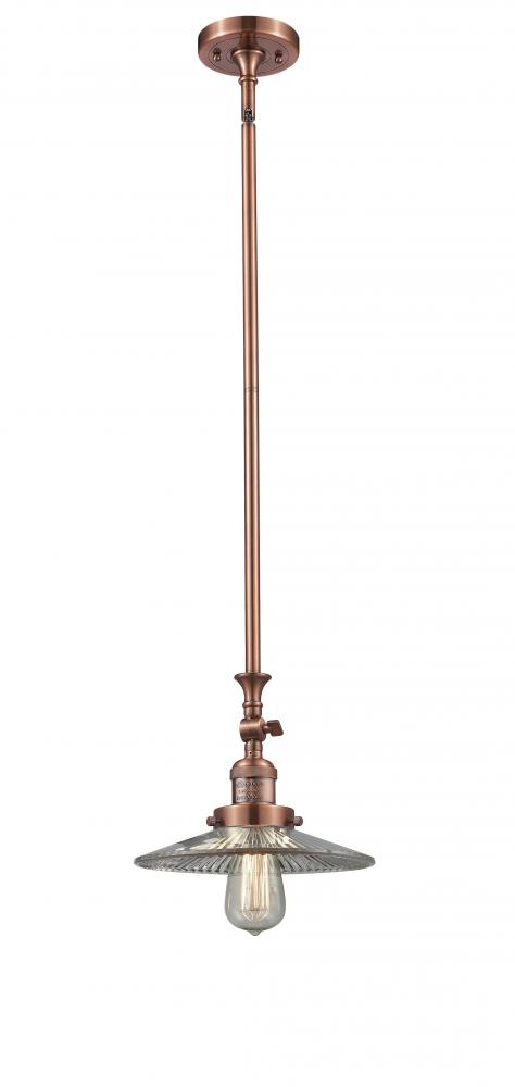 Halophane - 1 Light - 9 inch - Antique Copper - Stem Hung - Adjustable Mini Pendant