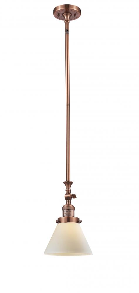 Cone - 1 Light - 8 inch - Antique Copper - Stem Hung - Adjustable Mini Pendant