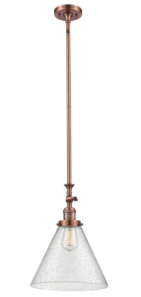 Cone - 1 Light - 12 inch - Antique Copper - Stem Hung - Adjustable Mini Pendant