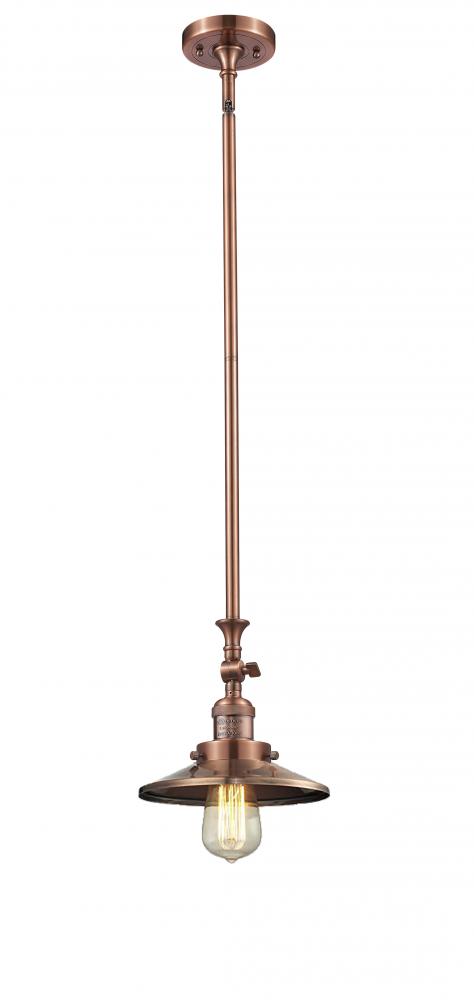 Railroad - 1 Light - 8 inch - Antique Copper - Stem Hung - Adjustable Mini Pendant