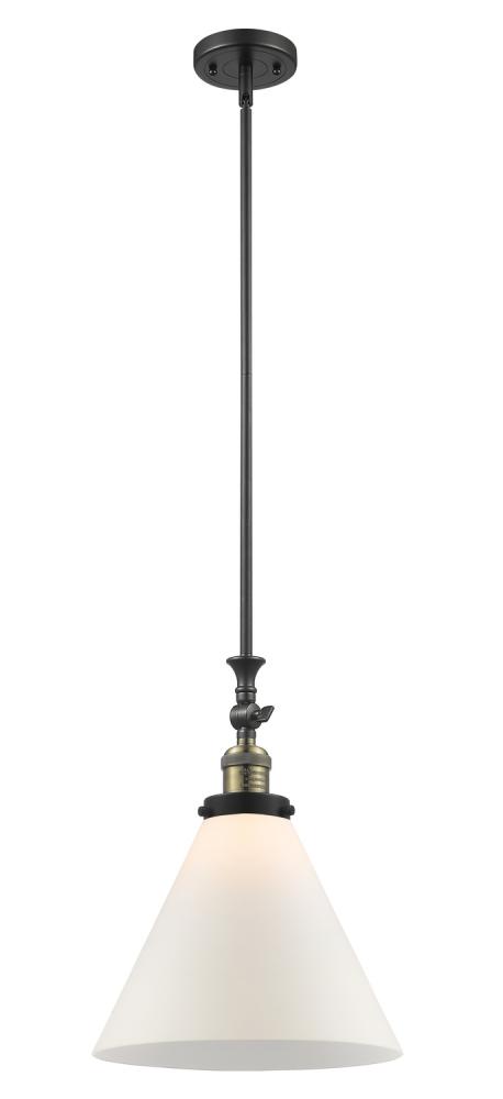 Cone - 1 Light - 12 inch - Black Antique Brass - Stem Hung - Adjustable Mini Pendant