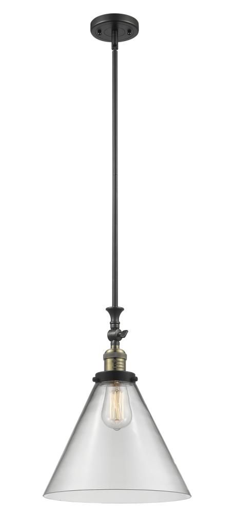 Cone - 1 Light - 12 inch - Black Antique Brass - Stem Hung - Adjustable Mini Pendant