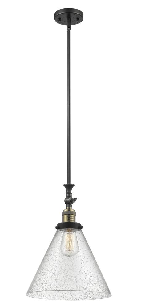 Cone - 1 Light - 12 inch - Black Antique Brass - Stem Hung - Adjustable Mini Pendant