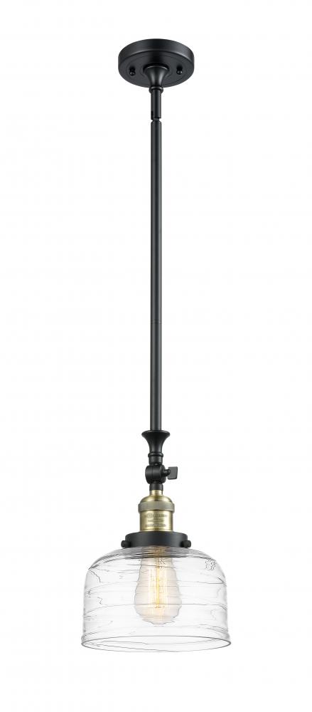 Bell - 1 Light - 8 inch - Black Antique Brass - Stem Hung - Adjustable Mini Pendant