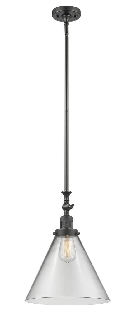Cone - 1 Light - 12 inch - Oil Rubbed Bronze - Stem Hung - Adjustable Mini Pendant
