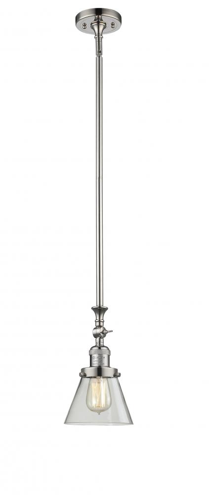 Cone - 1 Light - 6 inch - Polished Nickel - Stem Hung - Adjustable Mini Pendant