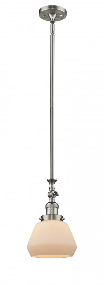 Fulton - 1 Light - 7 inch - Brushed Satin Nickel - Stem Hung - Adjustable Mini Pendant