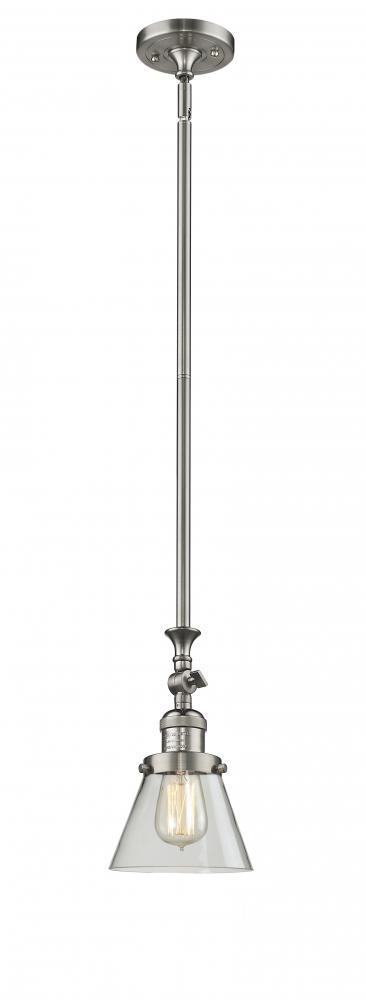 Cone - 1 Light - 6 inch - Brushed Satin Nickel - Stem Hung - Adjustable Mini Pendant