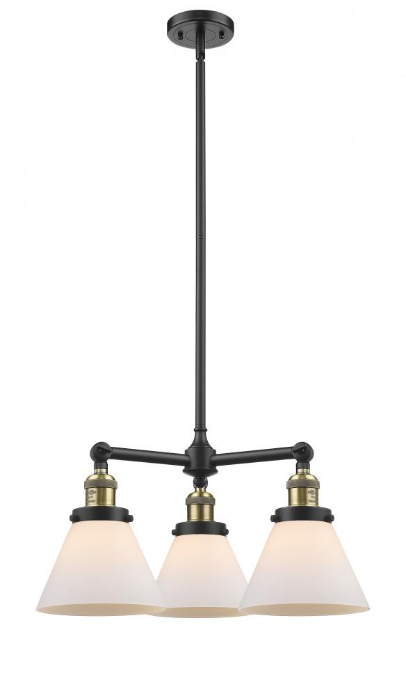 Cone - 3 Light - 22 inch - Black Antique Brass - Stem Hung - Chandelier