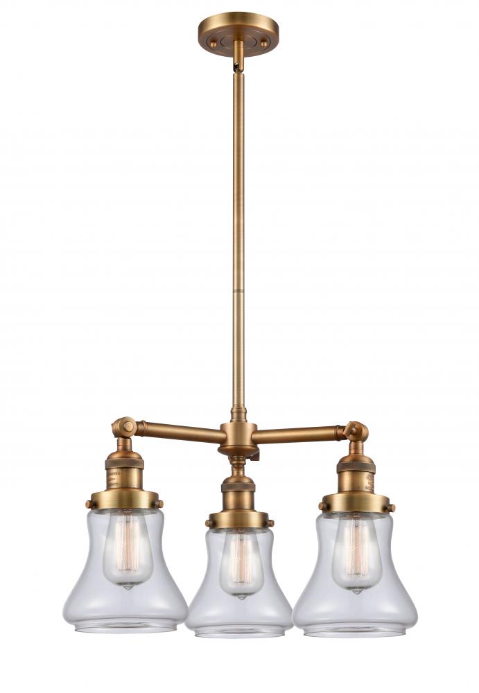 Bellmont - 3 Light - 18 inch - Brushed Brass - Stem Hung - Chandelier