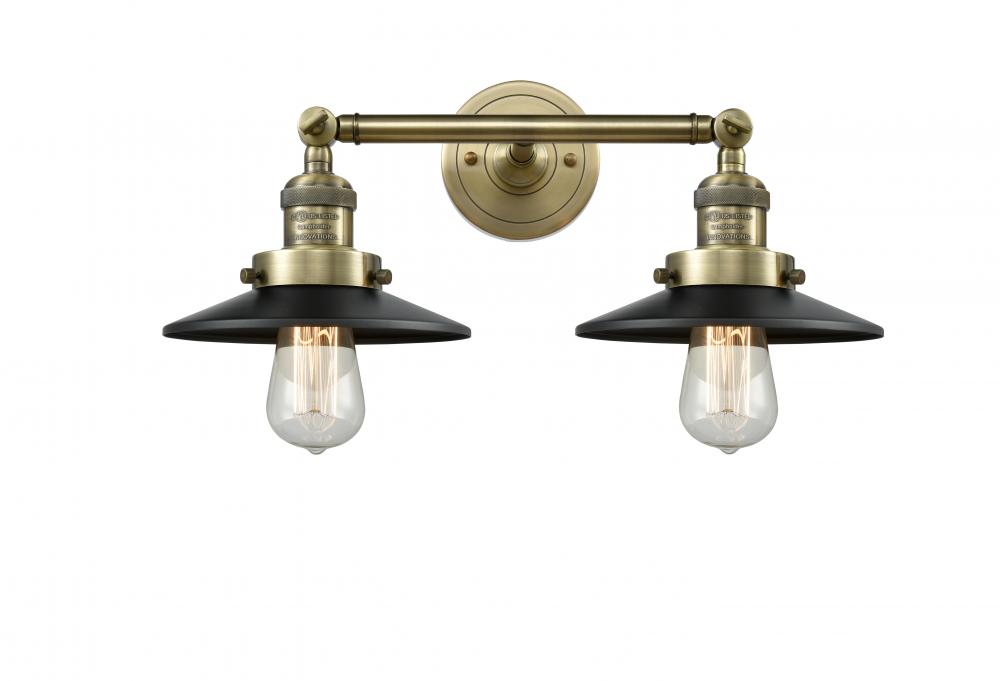 Railroad - 2 Light - 18 inch - Antique Brass - Adjustable Bath Vanity Light