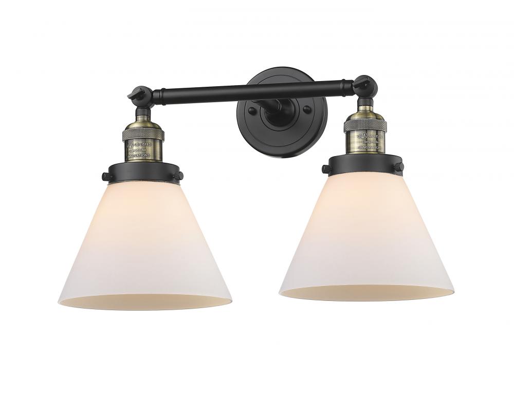 Cone - 2 Light - 18 inch - Black Antique Brass - Adjustable Bath Vanity Light