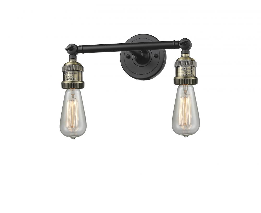 Bare Bulb - 2 Light - 11 inch - Black Antique Brass - Adjustable Bath Vanity Light