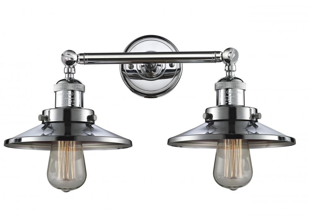 Railroad - 2 Light - 18 inch - Polished Chrome - Adjustable Bath Vanity Light