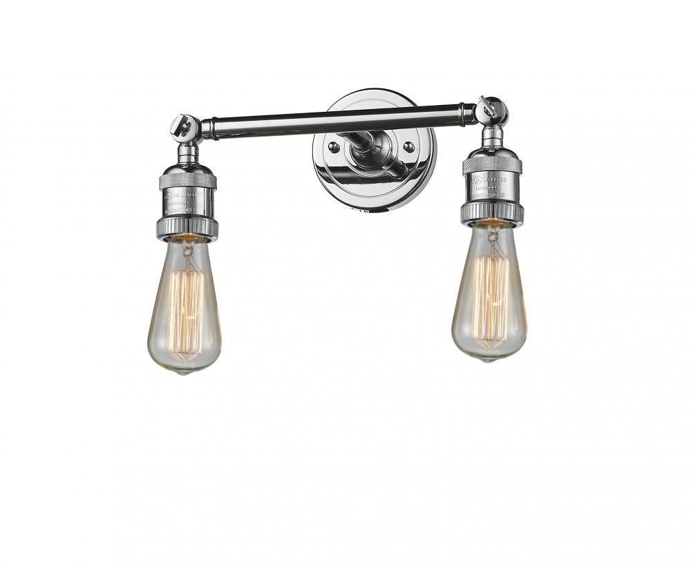 Bare Bulb - 2 Light - 11 inch - Polished Chrome - Adjustable Bath Vanity Light