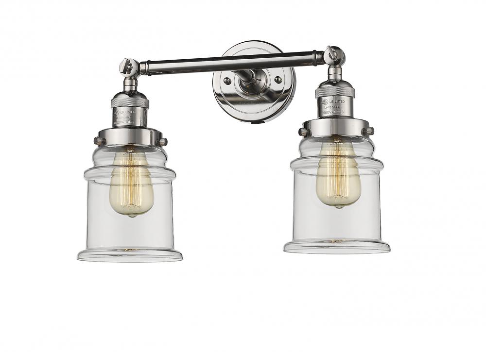 Canton - 2 Light - 17 inch - Polished Nickel - Adjustable Bath Vanity Light