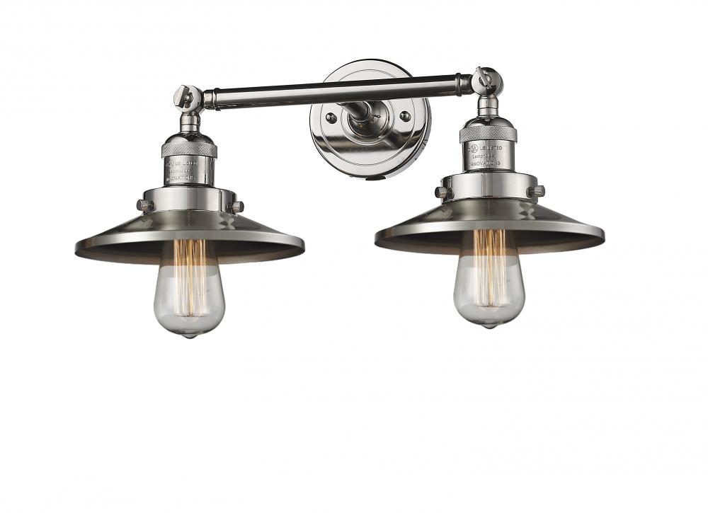 Railroad - 2 Light - 18 inch - Polished Nickel - Adjustable Bath Vanity Light