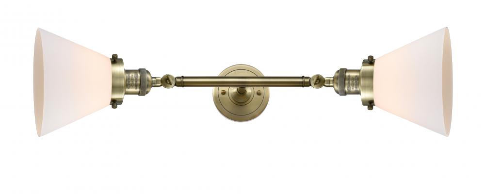 Cone - 2 Light - 8 inch - Antique Brass - Adjustable Bath Vanity Light