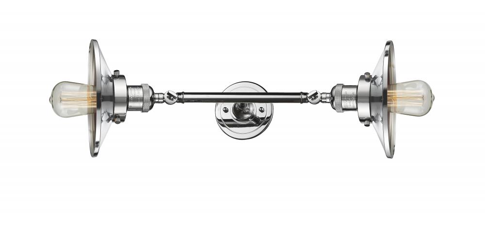 Railroad - 2 Light - 8 inch - Polished Chrome - Adjustable Bath Vanity Light