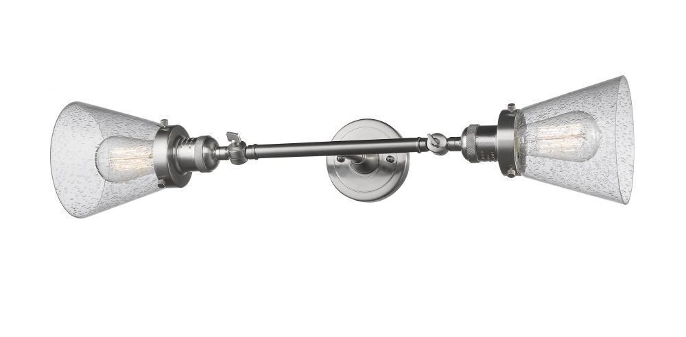 Cone - 2 Light - 6 inch - Brushed Satin Nickel - Adjustable Bath Vanity Light