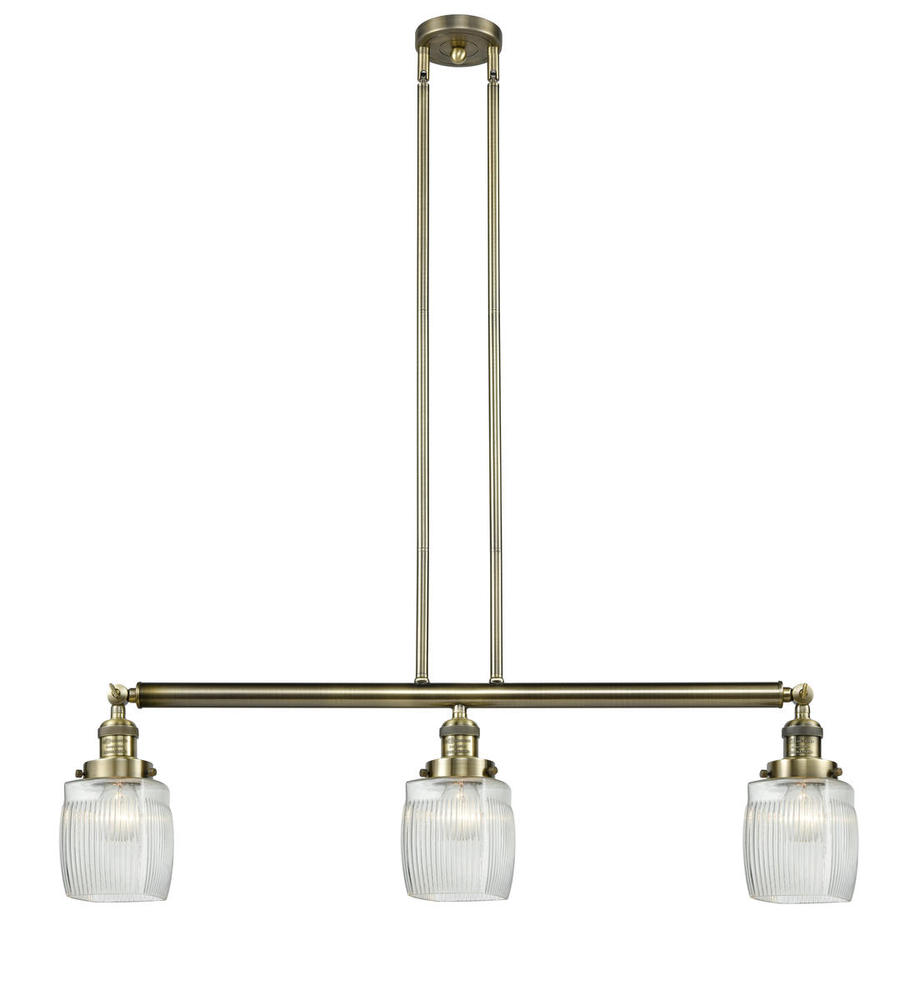 Colton - 3 Light - 38 inch - Antique Brass - Stem Hung - Adjustable Island Light