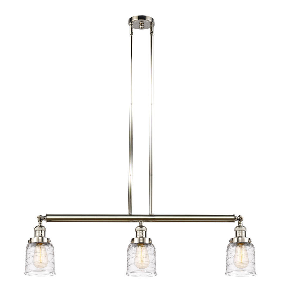 Bell - 3 Light - 38 inch - Polished Nickel - Stem Hung - Adjustable Island Light