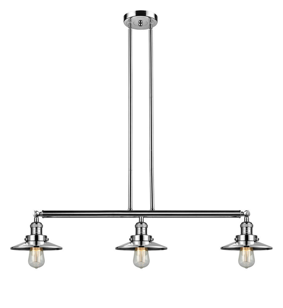 Railroad - 3 Light - 41 inch - Polished Nickel - Stem Hung - Adjustable Island Light