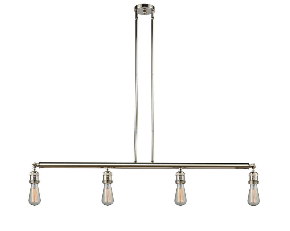 Bare Bulb - 4 Light - 48 inch - Polished Nickel - Stem Hung - Adjustable Island Light