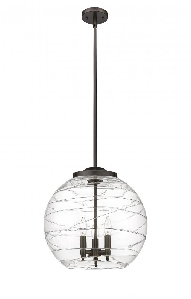 Athens Deco Swirl - 3 Light - 16 inch - Oil Rubbed Bronze - Stem hung - Pendant