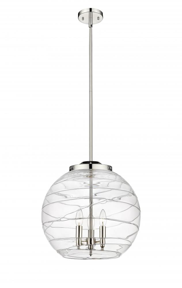 Athens Deco Swirl - 3 Light - 16 inch - Polished Nickel - Stem hung - Pendant