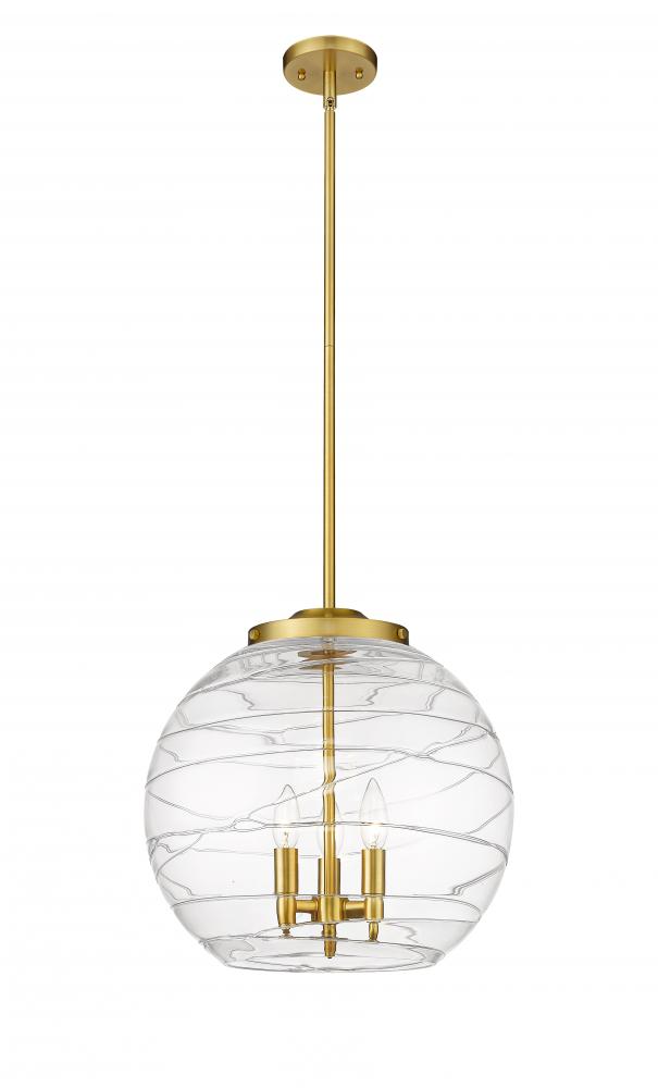 Athens Deco Swirl - 3 Light - 16 inch - Satin Gold - Stem hung - Pendant