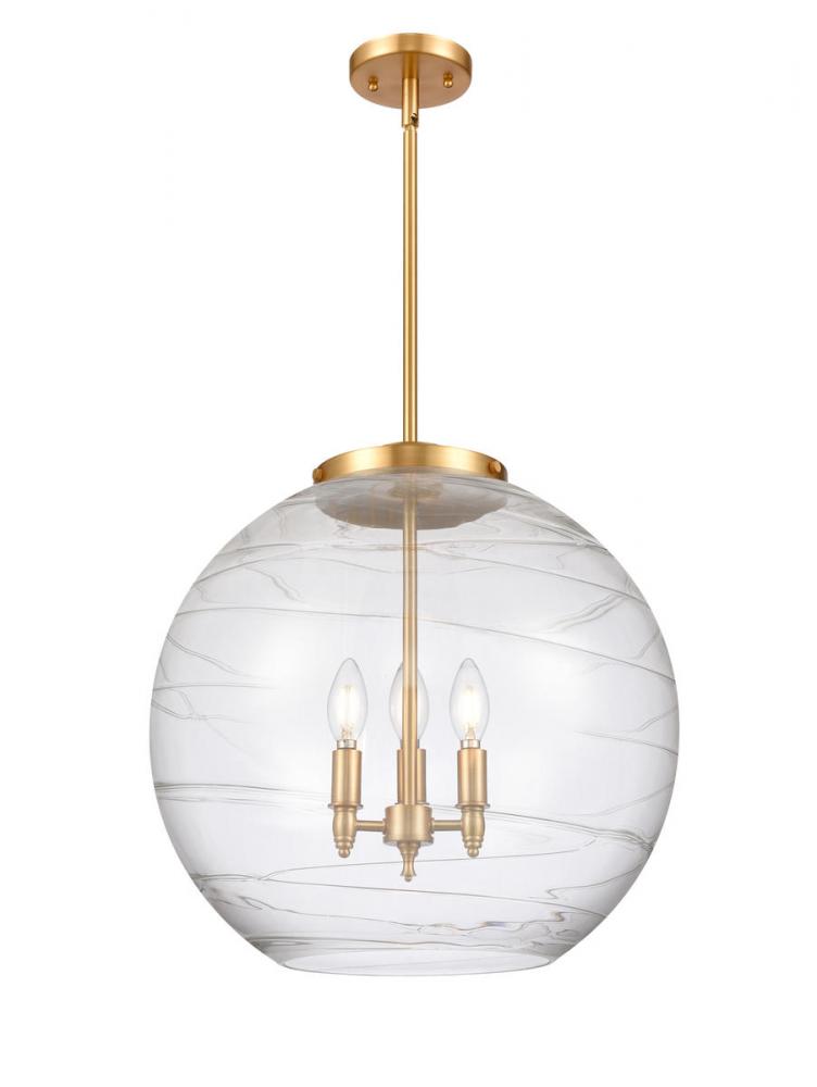 Athens Deco Swirl - 3 Light - 18 inch - Satin Gold - Stem hung - Pendant