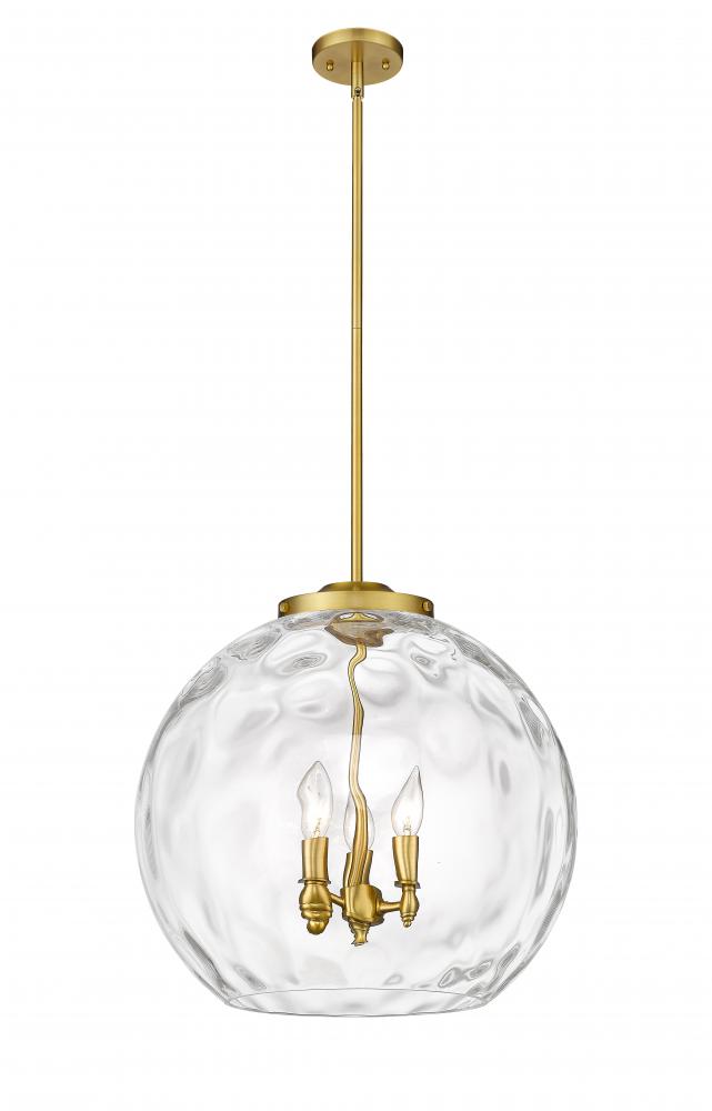 Athens Water Glass - 3 Light - 18 inch - Satin Gold - Stem hung - Pendant
