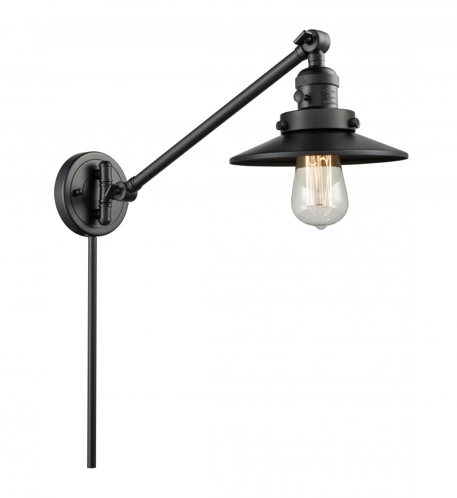 Railroad - 1 Light - 8 inch - Matte Black -Adjustable Swing Arm