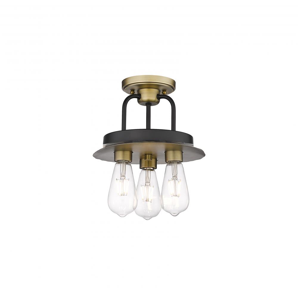 Kahana - 3 Light - 15 inch - Black Brushed Brass - Semi-Flush Mount