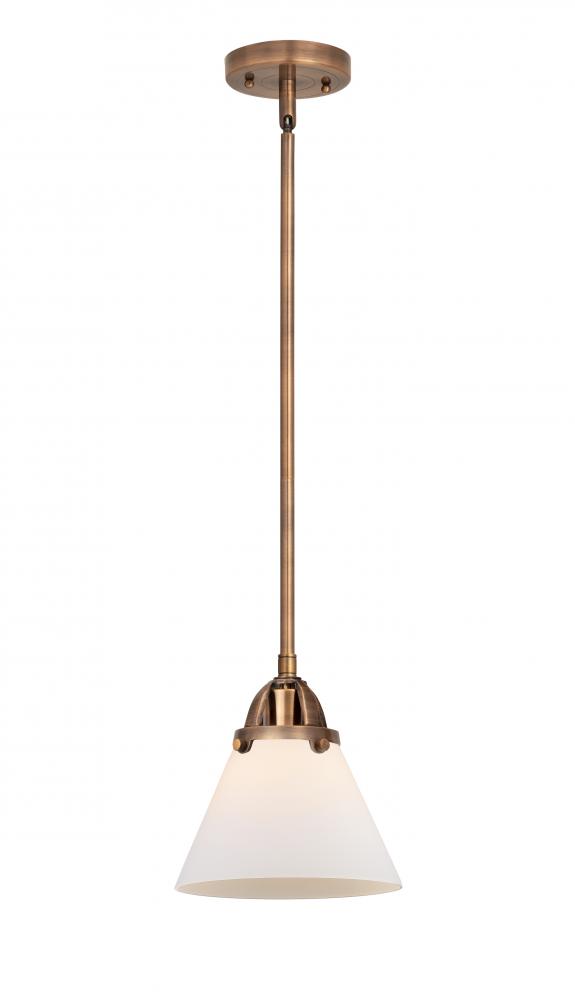 Cone - 1 Light - 8 inch - Antique Copper - Stem hung - Mini Pendant